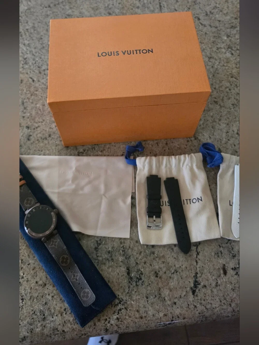 Louis Vuitton Smartwatch with Black Strap and Gold-tone Bezel